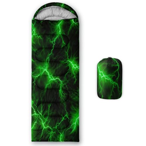 QOOMO Camping Sleeping Bags,3 Season Warm & Cool Weather,Lightweight,Waterproof Sleeping Bags for Adults & Kids,Traveling,and Outdoors,Camping Gear Equipment - color: Green Lighting 1