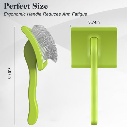 2PCS Slicker Brush for Dogs & Pet Comb,Professional Dog Grooming Brush (Goldendoodles,Poodles,Labradoodles) with Extra Long Pins to Effectively Remove Tangles, Knots and Mats (Green, Large) - color: Green, size: Large