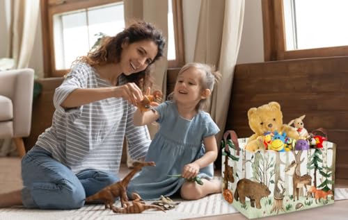 Sanjiaofeng Rectangular Kids Basket Animal Storage Bins,Woodland Storage Baskets with Handles.Clothers,Toys,Books,Kid's Gifts Storage. (Tree animal) - color: Tree animal