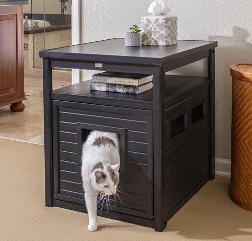 New Age Pet ECOFLEX Litter Loo Standard & Jumbo Sizes, 4 Colors, Moisture and Odor Resistant Enclosure & End Table, No‑Tools Assembly, 10 Year Warranty, Espresso Black, Jumbo - color: Black, size: Jumbo