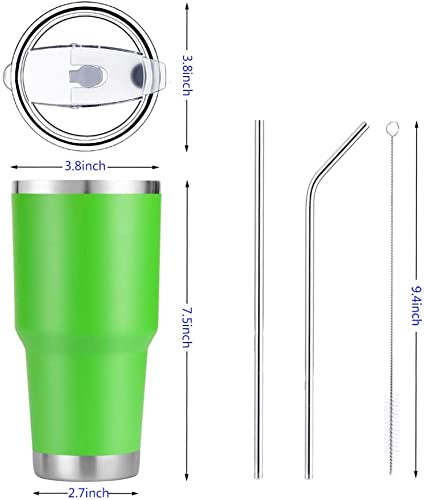 D·S 30 oz Lime Tumbler Double Wall Vacuum Insulated Travel Coffee Mug | Double Wall Vacuum Suit Cold and Hot Drink Fits in standard car cup holders With Splash-Proof Lid - color: Lime Green