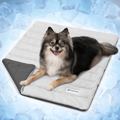 PetAmi Dog Cooling Mat, Q-Max Pet Cooling Blanket with Thick Cushioning, Self Cooling Pad for Dogs & Cats, Reversible Summer Mat for Crate, Couch, Kennel, Gray/Light Grey, Medium (29x40) - color: Gray/Light Grey, size: Medium (29x40)