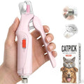 CATPICK 2-in-1 Cat Nail Clippers & Dog Nail Clippers Trimmers for Large Medium Small Dogs Cats Claw Trimmer Quick Sensor and Safety Guard USB Rechargeable with 2 LED Lights Dogs Nail Trimmer - color: Pink