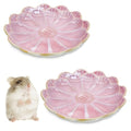 BNOSDM Shallow Ceramic Hamster Food Dish 2 Pcs Small Animals Food Bowl Sunflower Feeding Dishes for Gerbils Mice Rats 4.5in (Pink) - color: Pink Sunflower