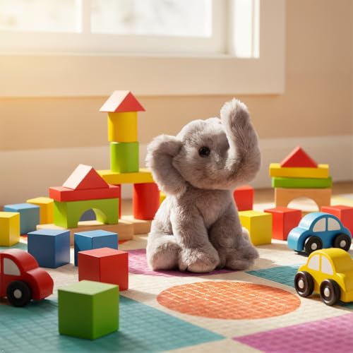 The Petting Zoo Elephant Stuffed Animal Plushie, Gifts for Kids, Wild Onez Babiez Wildlife Animals, Elephant Plush Toy 6 Inches - color: Elephant