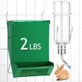 2 Pack Rabbit Feeder and 12 oz Water Bottle for Cages Pet Food Water Dispenser with Lid Metal Feeders Outside for Guinea Pig Hamsters Chinchillas Gerbils and Other Small Animals(2 Lbs)