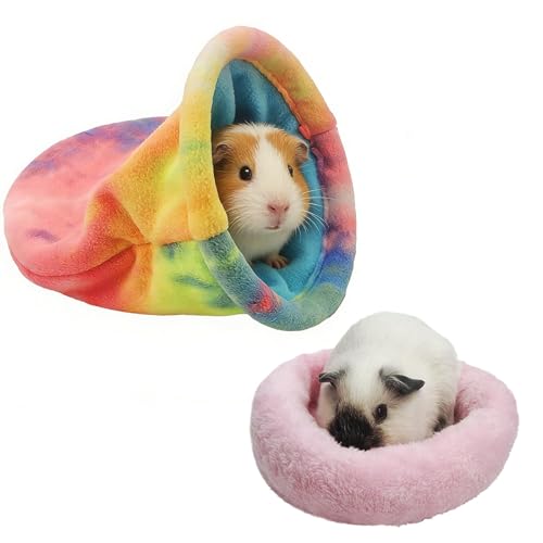 kathson Guinea Pig Snuggle Sack, Soft Fleece Sleep Sacks Large Guinea Pig Hideout Small Animal Hideout Pet Sleeping Bag for Hamster Rat Chinchilla Ferret, 2pcs (Pink) - color: Pink