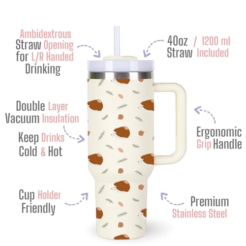 momocici 40oz Hedgehogs Tumbler with Handle Gifts for Women.Hedgehog Lover Cups Tumbler Gifts for Women.40 oz Birthday Christmas Hedgehog Cup Tumblers for Hedgehogs Lover. - style: Hedgehog