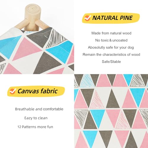 Patas Lague Cat Hammock Bed Small Eleveted Dog Bed 19x19 in Triangle | Brethable Wooden Pet Bed, Cooling Rabbit Cot, Outdoor Cat Furniture For Summer - color: Triangle
