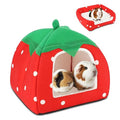 BWOGUE Guinea Pig Bed Hideout, Washable Hamster Cave for Small Animals | Removable Cushion for Cleaning, Warm Fleece Nest, Washable Bed, 10 x 9.8 x 9 in, Dwarf Rabbits Hedgehogs - color: Strawberry Red