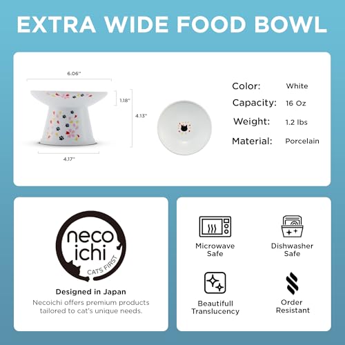 Necoichi Extra-Wide Raised Cat Food Bowl (Sakura, Extra Wide) - color: Sakura, size: Large Extra Wide