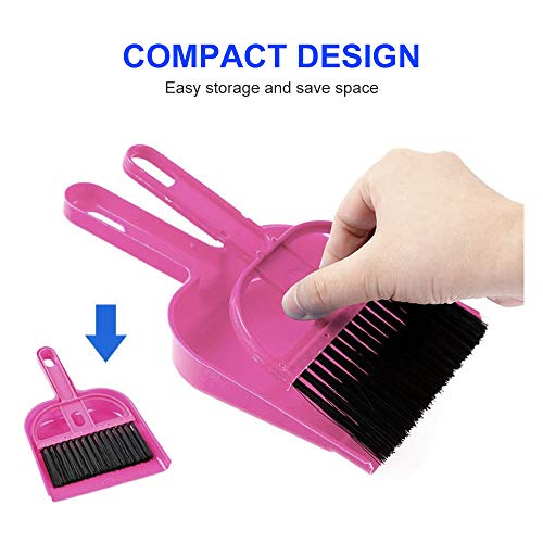 WishLotus Mini Dustpan and Brush Set, Portable Exquisite Pet Waste Cleaning Kit, Hamster Sand Scooper Cage Cleaning Tool for Small Pets Guinea Pigs Hedgehogs Hamsters Chinchillas Rabbits (Pink) - color: Pink