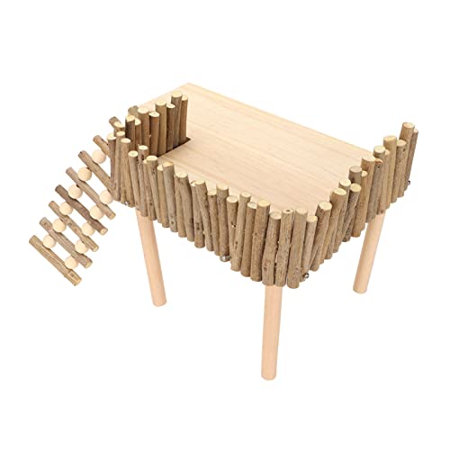 Wooden 2-Layer Hamster Stand Playground With Ladder, Climbing Toy Cage Accessories for Squirrel, Gerbil, Chinchilla, Parrot, Bird, Small Animals