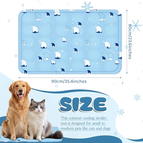 Nuanchu Dog Stroller Cooling Mat, Waterproof Gel Pet Cooling Pad for Summer, Washable Cat Sleeping Blanket, Portable Ice Gel Travel Mat for Cats, Crates, Car Seat(23.62 x 35.43 Inches,Sky Blue Bear) - size: 23.62 x 35.43 Inches, style: Sky Blue Bear