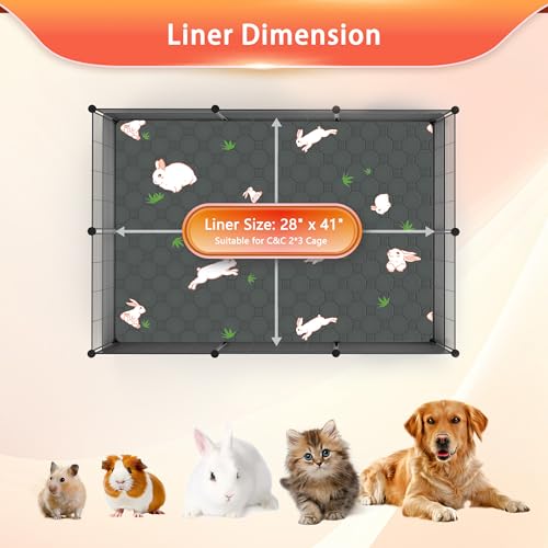 Guinea Pig Cage Liner, Reusable Guinea Pig Bedding Washable Absorbent Pee Pads for Dogs Kitten Rabbit Chinchilla Hamster, Leakproof & Anti Slip (2, C&C 2*3, 28"x41") - color: Gray, size: 28" x 41", 2pcs