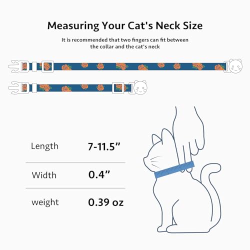 2 Pack Cotton Cat Collar Blue and Black Rose Cute Kitten Cat Collar | Breakaway Breathable Soft material With cute pendants with Bell - color: Blue Rose&Black Rose