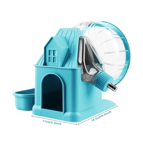4 in 1 Silent Large Hamster Wheel Multifunctional Hamster Running Wheel Quite Running Spinner Wheel Accessories with Food Bowl Water Bottle for Hamsters Dwarf Gerbil (Blue) - color: Blue