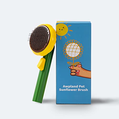 Cat Slicker Brush, Self Cleaning Brush for Short or Long Haired Cats and Dogs, Pet Shedding and Grooming Tool for Remove Loose Hair, Fur, Undercoat, Mats, Tangled Hair, knots - color: Sunflower