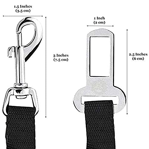 SunGrow Dog Seat Belt for Car, Adjustable Nylon Pet Seatbelt, Supports All Cars, Dog Car Leash Seat Belt, Seatbelt for Dogs, Cats & Ferrets Travel Harness - color: Black