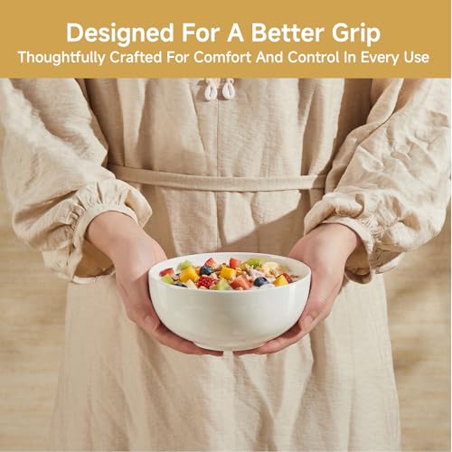 4 Pack Bone China Bowl Set, 28.5 oz Soup and Cereal Bowls, White | Lightweight & Durable Dinner Bowls for Salad Dessert Pasta Cereal Soup Rice Oatmeal, Microwave & Dishwasher Safe - size: 4 Pieces