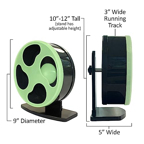 Moon Runner 9" Exercise Wheel for Hamsters - Super Silent Glow in The Dark Wheel with Adjustable Stand