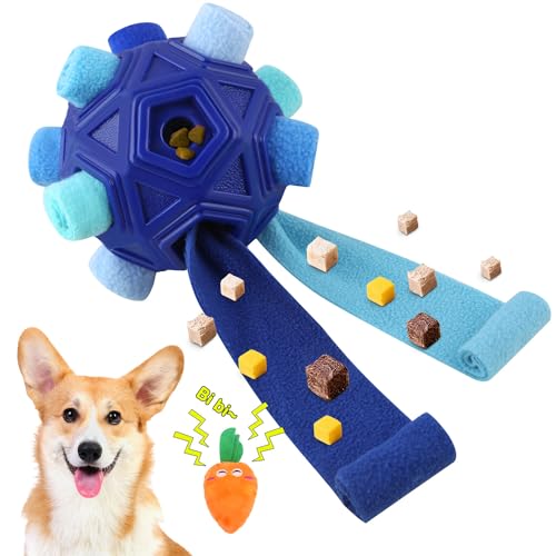 Dog Snuffle Ball-Interactive Puzzle Dog Toys Encourage Natural Foraging Skills Slow Feeder for Training and Stress Relief, Cloth Strip Hiding Food Treat Dispenser Dog Toy - color: All Blue