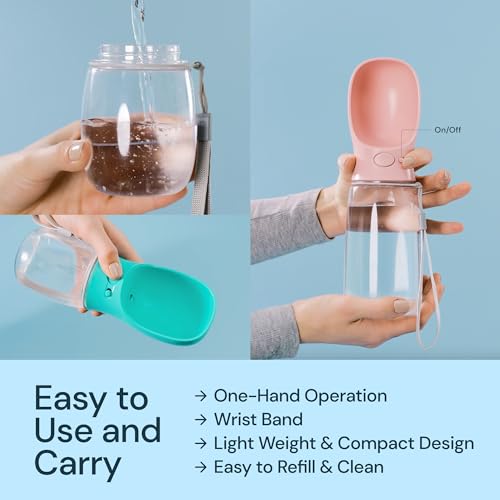 MalsiPree Dog Water Bottle Dispenser - 12 oz Black, Leak-Proof | 12oz leak-proof bottle - one-hand use - built-in bowl - Use for dog walks, travel, hiking & beach days - color: Black, size: 12oz - Standard