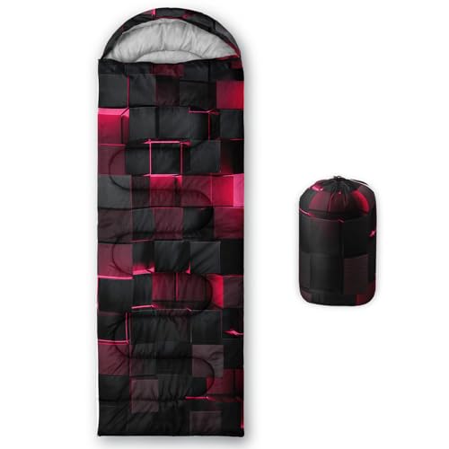 Sleeping Bags for Adults and Kids Backpacking Camping Sleeping Bags for Girls and Boys Lightweight Waterproof Cold/Warm Sleeping Bag for All Season - color: pink