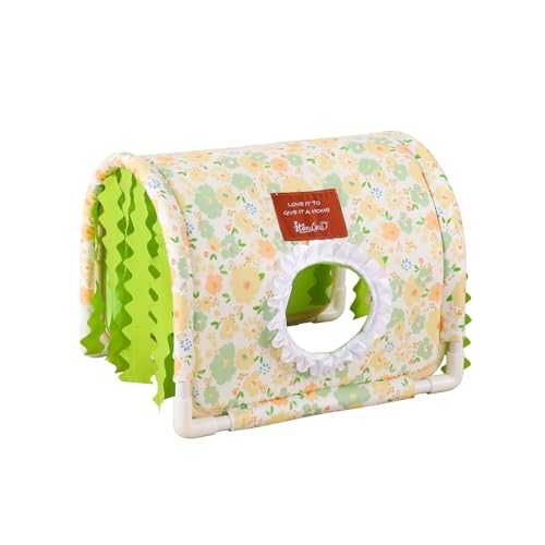 Guinea Pig Hideout No Bottom Guinea Pig Bed Easy to Clean Rabbit Hideout Bunny Beds - Small Animal Indoor Habitat for Chinchilla Ferret Hedgehog Flower-Branch Mouse (Green Flower) - color: Green Flower