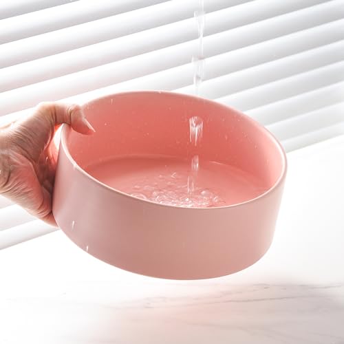 6'' Ceramic Dog Bowl - 30Oz Classic Dogs Food & Water Bowl for Small and Medium Breed Dogs, Heavy Duty Non-Slip Dog Dishes, Food Grade Stoneware Pet Bowl, Dishwasher & Microwave Safe, Pink - color: Bowl - Pink, size: 6 inch