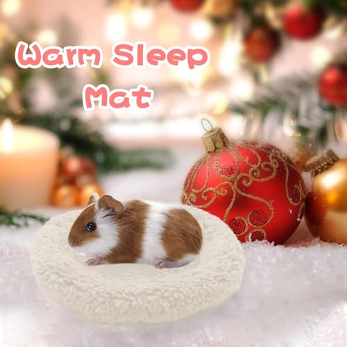 BWOGUE Hamster Bed, Round Velvet Sleep Pad for Guinea Pigs and Rats, 8.7 in | Round Mat for Small Pets, Soft Velvet Comfort, Machine Washable, Cage and Home Use, Hamsters Guinea Pigs - color: White