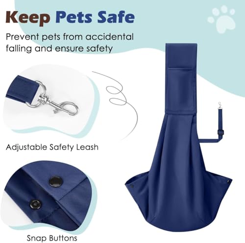 Pawaboo Small Dog Sling Carrier | Reversible Puppy Small Pet Carrier,Hands Free,Safety Buckle,Storage Pocket for Travel,Outdoor Activities Indigo - color: Indigo