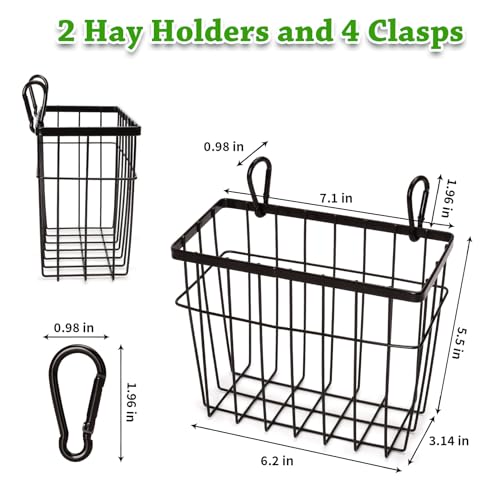 Rabbit hay Feeder Sangle Sopffy 2PCS, Guinea Pig hay Feeder with Metal Frame for Guinea Pig Chinchilla Bunny, Chinchilla cage Accessories (Black-1) - color: black-1