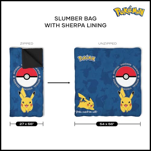 Silk Touch Sherpa Slumber Bag for Boys and Girls, Sleeping Bag with Zipper, Sleepover Set, 27 x 56 inches - color: Training Center