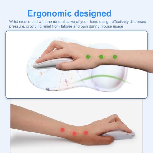Ergonomic Mouse Pad with Gel Wrist Support, Comfortable Wrist Rest Mousepad with Non-Slip PU Base for Pain Relief, Desk, Home & Office (Marble01) - color: Marble01