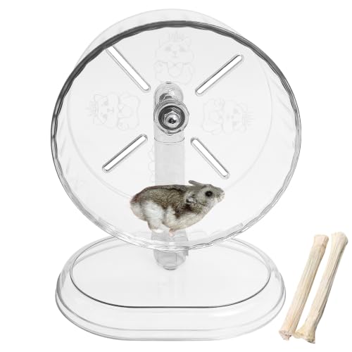 Hamiledyi Silent Hamster Wheel 7 Inch Small Animals Running Exercise Wheel with Adjustable Stand Quiet Hamster Running Wheel Toy Anti-Slip Texture Track Gerbil Exercise Toys for Mice Rat