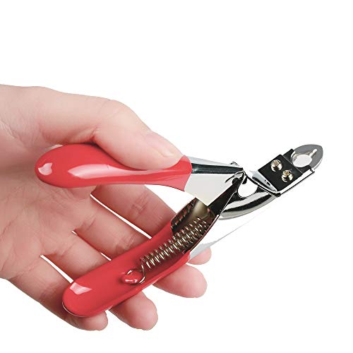 Dog Cat Pets Nail Clippers, Professional Pets Claw Trimmer with Free Nail File, Sharp Stainless Steel Blade, Sturdy Non Slip Handles - for Safe, Professional at Home Grooming - color: Red