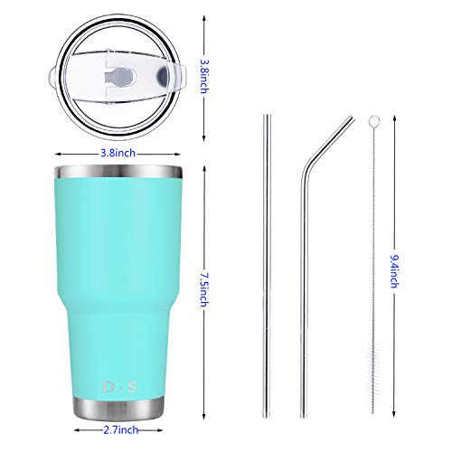 D·S 30oz Mint Tumbler Double Wall Vacuum Insulated Travel Coffee Mug | Double Wall Vacuum Suit Cold and Hot Drink Fits in standard car cup holders With Splash-Proof Lid - color: Mint