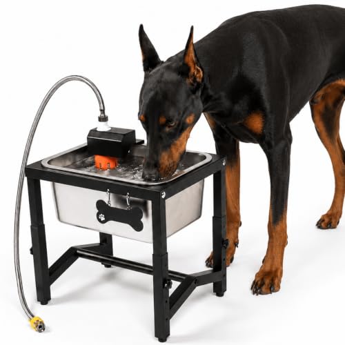 2.8 Gallon Elevated Large Dog Water Bowl, Automatic Dog Water Bowl Dispenser, 4 Adjustable Height Raised Dog Bowl Stand for Large Breed Relief Joint Pressure, Easy Clean for Indoor & Outdoor Uses - size: 360 oz