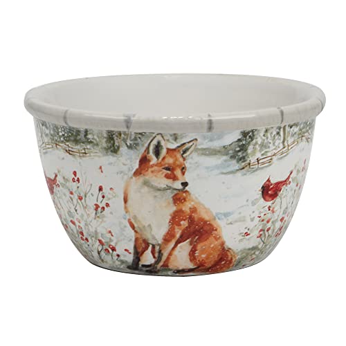 Winter’s Walk Set of 4 Ceramic Ice Cream Bowls – Perfect for ice cream, fruit, or snacks, these nature-inspired bowls feature forest animals in a tranquil snowy landscape 5.25"