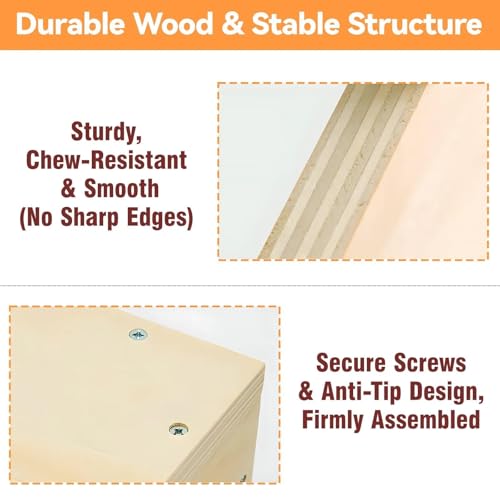 Wooden Rabbit Nesting Box, 16x11x11 inches Solid Wood Small Animal Hideout | Easy Assemble Breeding Maternity Shelter Burrow Den for Rabbits, Guinea Pigs, Chinchillas, Cats&Chickens or Other Small Pets
