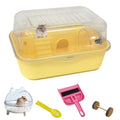 Hamiledyi Dwarf Hamster Cage Clear Plastic Small Hamster Cage Portable Carrier with Water Bottle Exercise Wheel Bathtub Box Set Toy for Dwarf Baby Hamster (Yellow) - color: Yellow