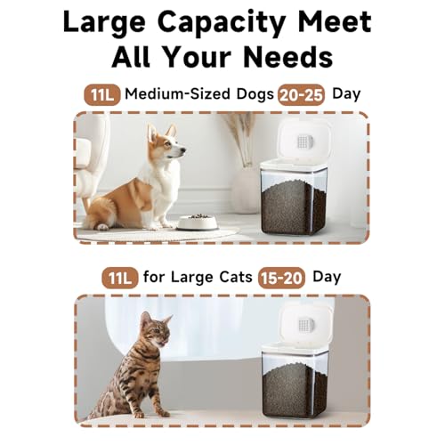 15 lb Airtight Pet Food Storage Container, 11 L, White | 11 L BPA-free bin with airtight pop-lock lid keeps up to 15 lb of dry dog or cat food, treats, rice, flour, or cereal fresh. - color: (D983)-11L