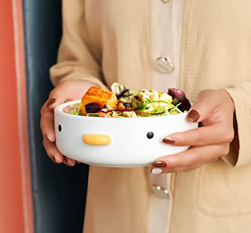 PURROOM Funny Cute Duck 6'' Salad Bowl, Handmade Glaze Chick Safety Ceramics Flat Bottomed Bowl, Home Family, Friend. - size: 6'' Salad Bowl