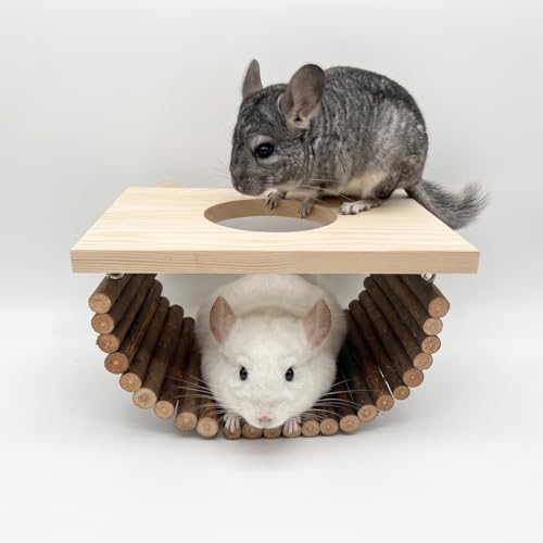 Natural Wood Chinchilla Platform, Small Pet Climbing Playground, Small Animals Cage Accessories for Chinchillas Squirrels Gerbils Sugar Gliders Hamsters Mice Rats Parrots