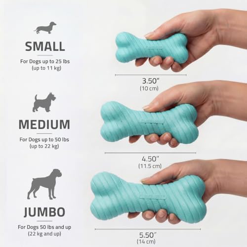 Playology Dual Layer Bone Dog Chew Toy - Medium, Peanut Butter Scent | Rubber Construction, All Natural Scent, Heavy Duty Design - size: Medium, style: Peanut Butter