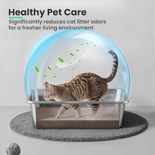 Stainless Steel Cat Litter Box, 17.7"x13.8"x6", Large | Non-Sticky, Smooth Metal Litter Box for Indoor Cats, Leak-Proof, Easy to Clean, Non-Slip, High Sided, Easy Entry - size: 17.7”x13.8”x6”