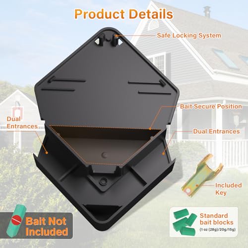 Mouse Station with Keys Black 32 Pack, Key Required Mouse Stations, Mice Stations, Keeps Children and Pets Safe Indoor & Outdoor - color: Black, size: 32 pack