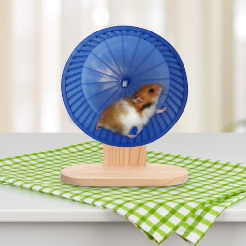 Toyvian Hamster Wheel Stand, Silent Wooden Exercise Wheel Holder for Small Pets