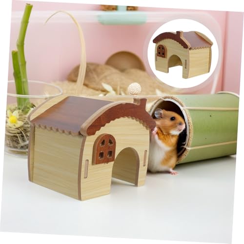 Hamster Wooden Hideout Maze House with Removable Platform Indoor Cage Decor for Dwarf Hamsters Gerbils and Mice Small Mammal Shelter